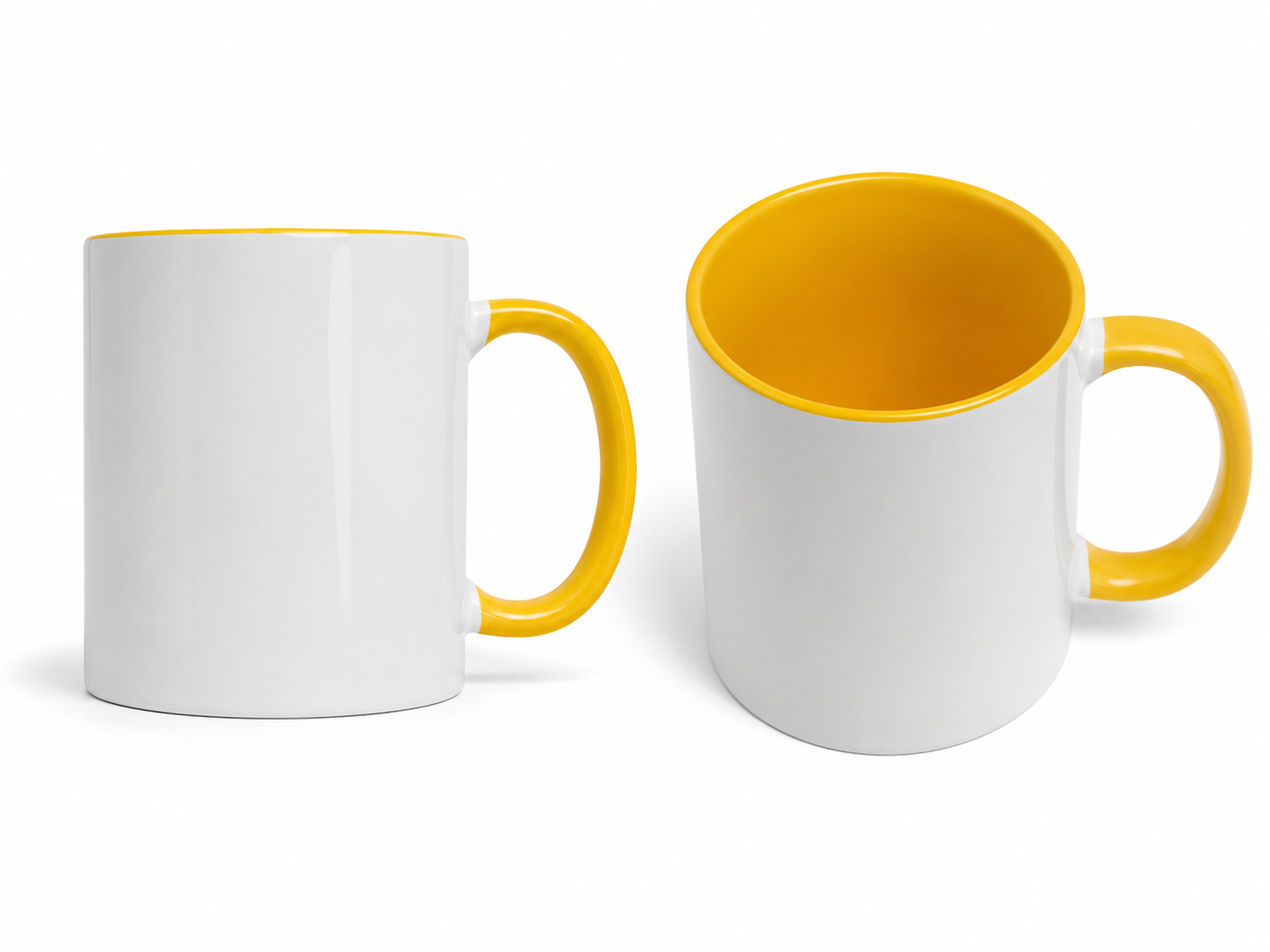 Fototasse selbst gestalten – personalisierte Tasse mit Foto & Text | Gelb, ca. 375 ml