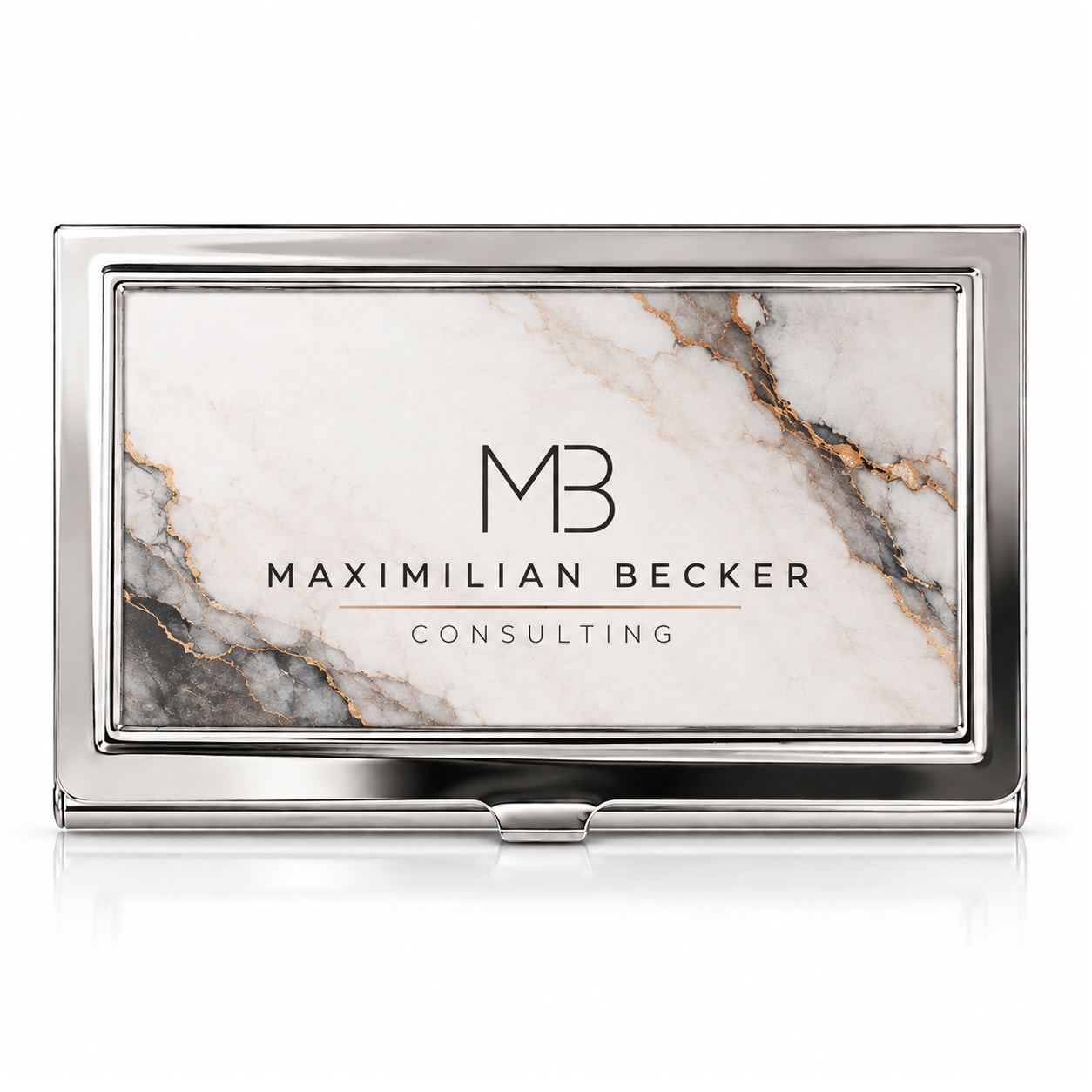 Personalisiertes Visitenkartenetui aus Metall – Deckel selbst gestalten mit Foto, Logo oder Text