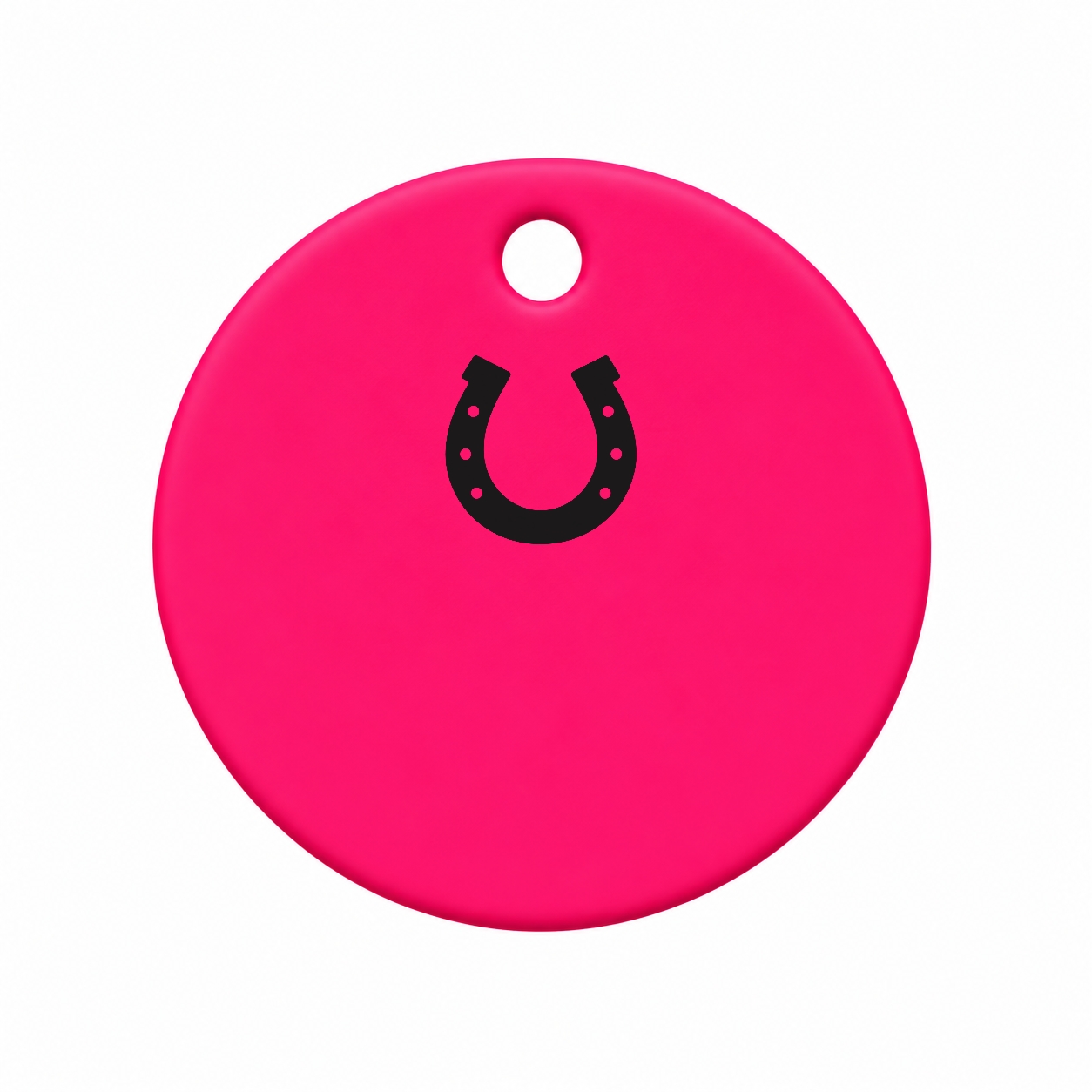 BioThane® Pferdeanhänger Neonpink – personalisierbar mit Telefonnummer & Wunschmotiv – Hufeisen